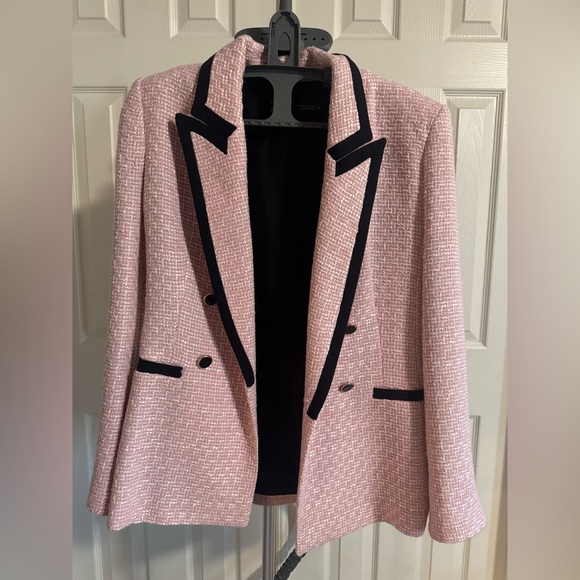 Zara Blush Pink Blazer with Black Trim - Picture 2 of 4